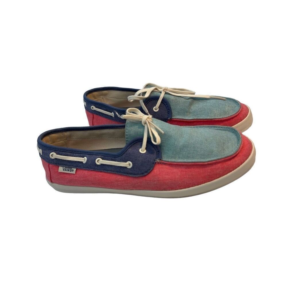 Vans Canvas Boat Shoes Colorblock pink Blue Teal Women’s Size 9
